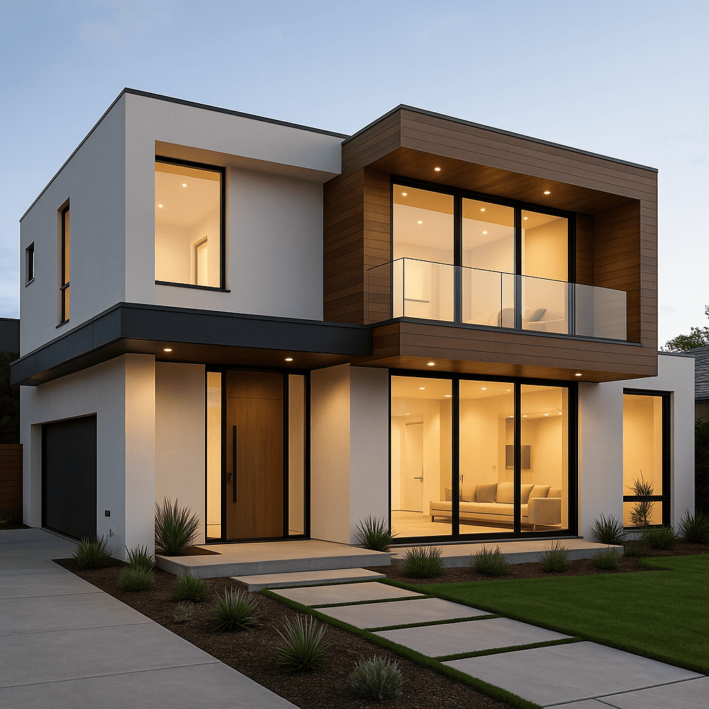 Casa moderna con detalles de madera (1)